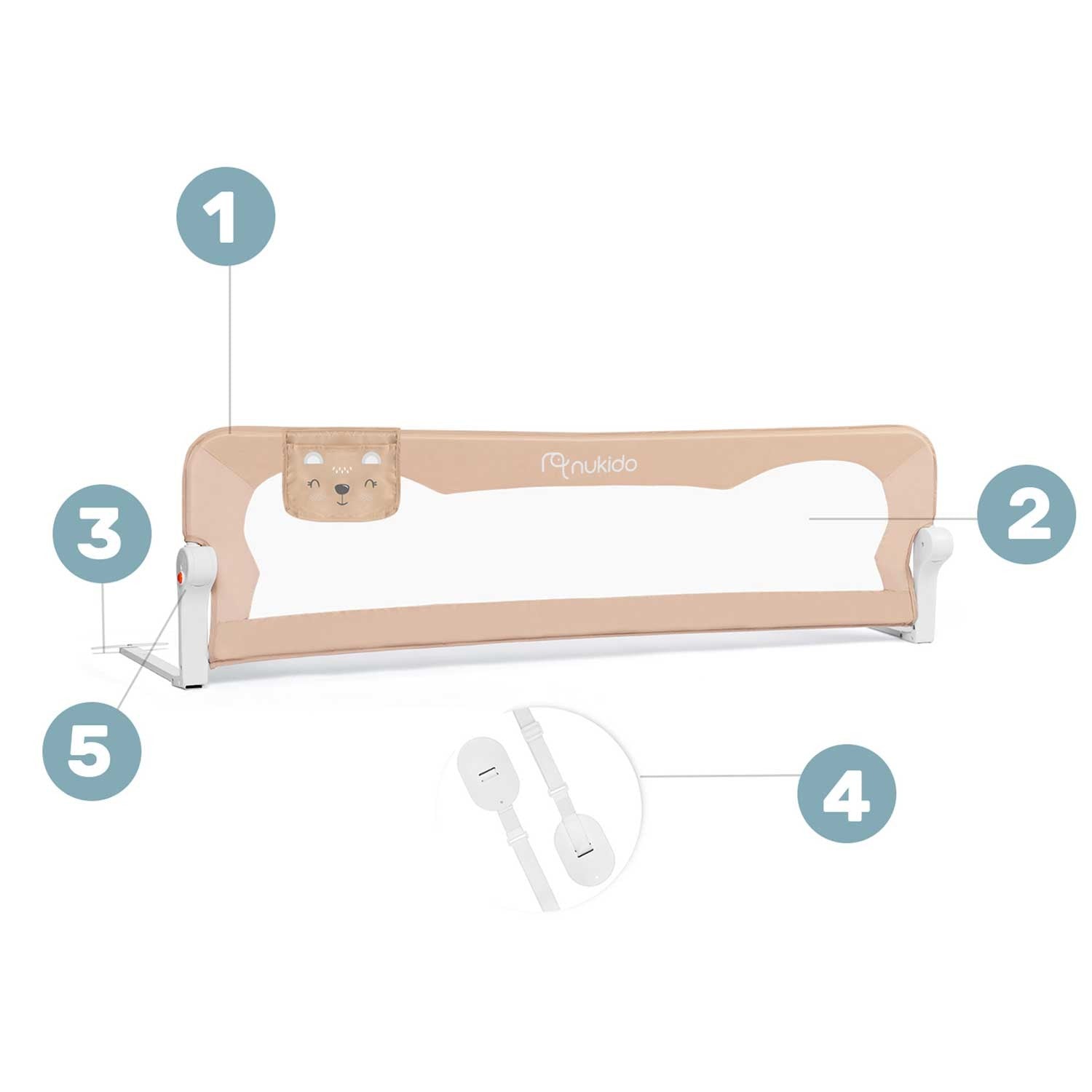 150 x 42 x 35 cm Nukido bežozinė lovos apsauginė danga