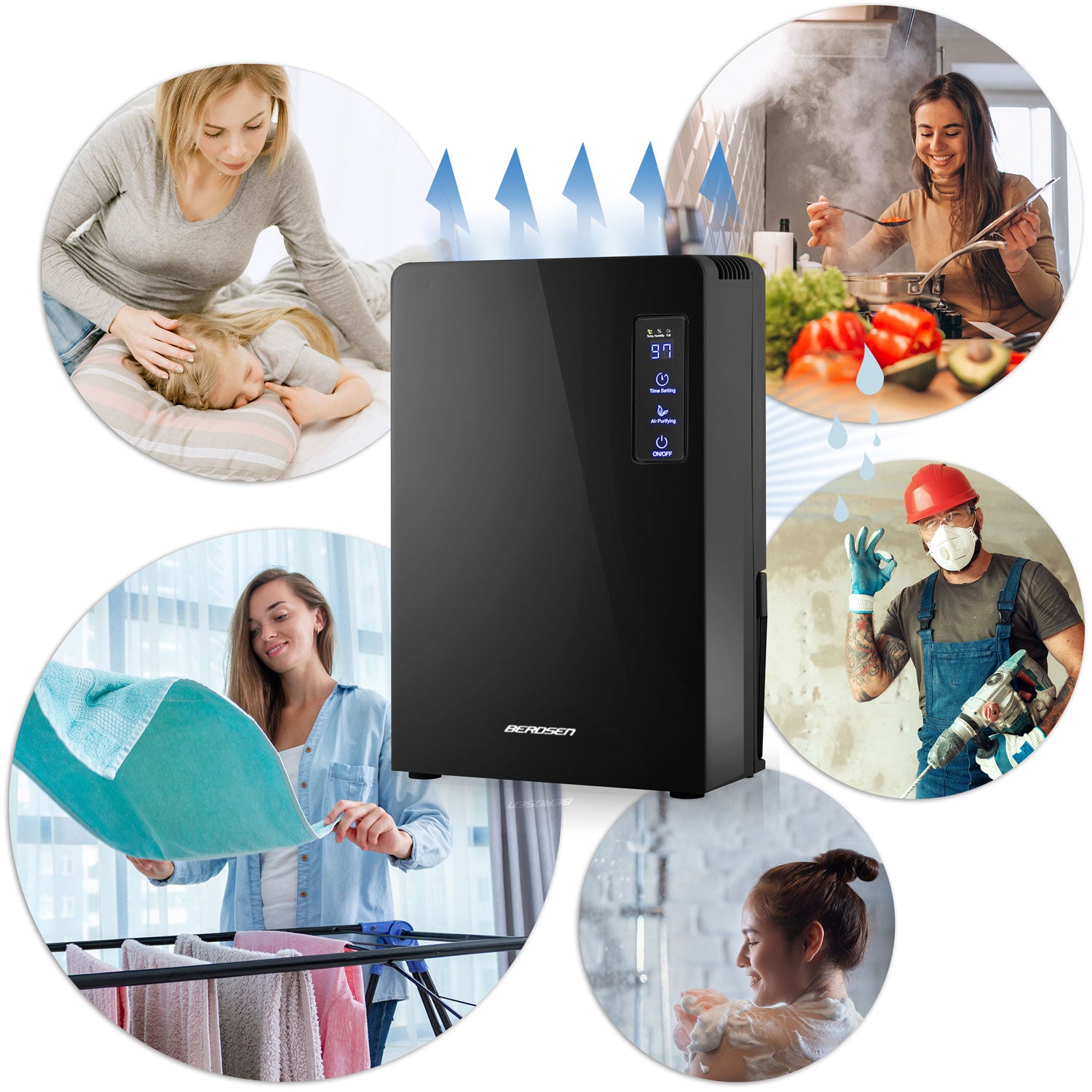 Berdsen BR-22A oro džiovintuvas - drėkintuvas, juodas