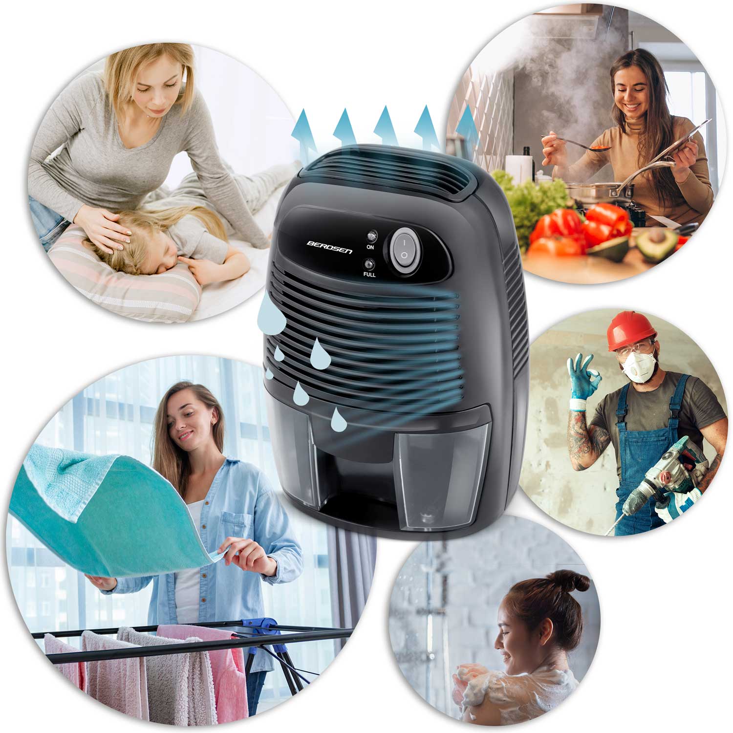 Oro džiovintuvas - drėkintuvas su automobilio maitinimo įtaisu Berdsen BR-68B, juodas