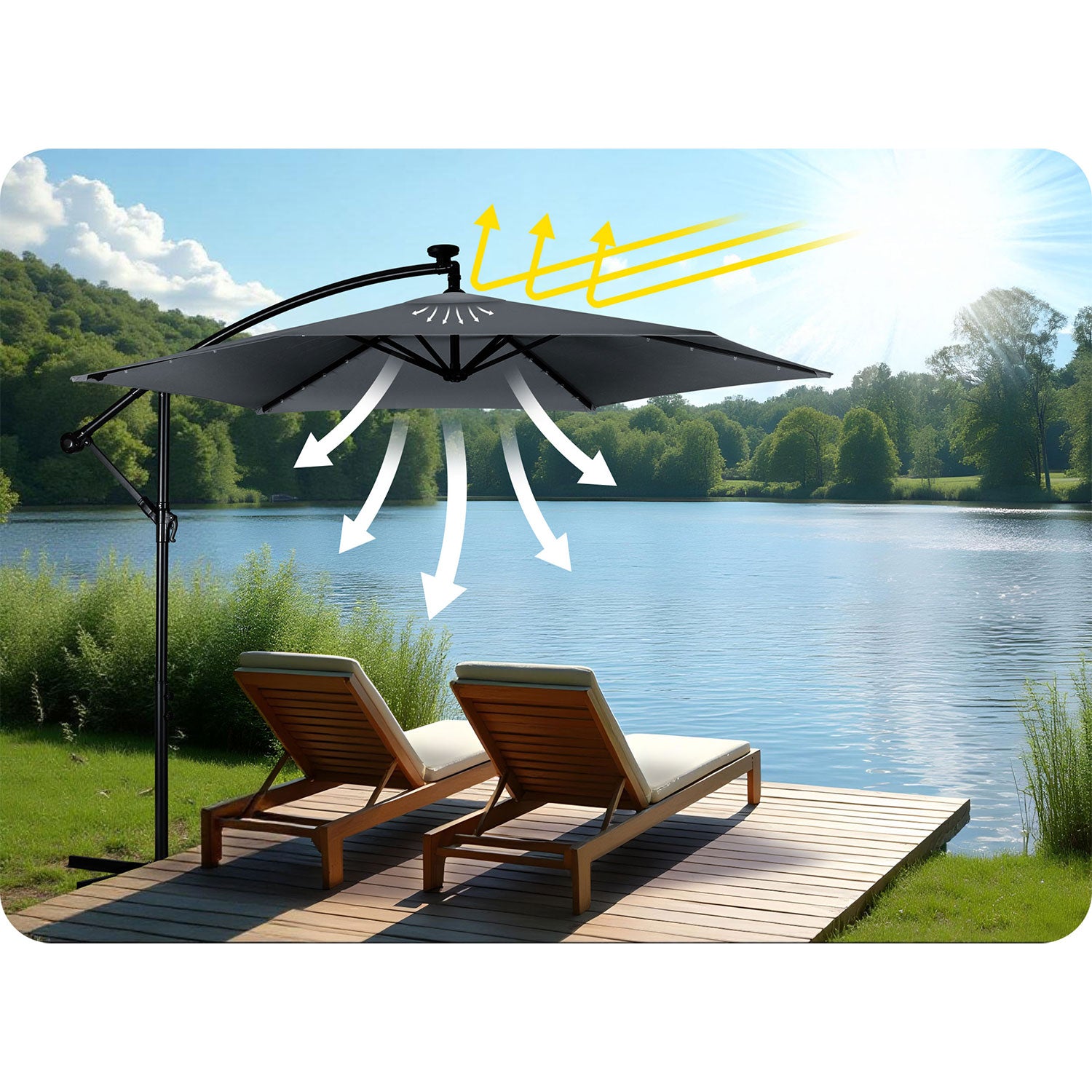 6 segmentų 350 cm apvalkalas su uždanga ir lempuose