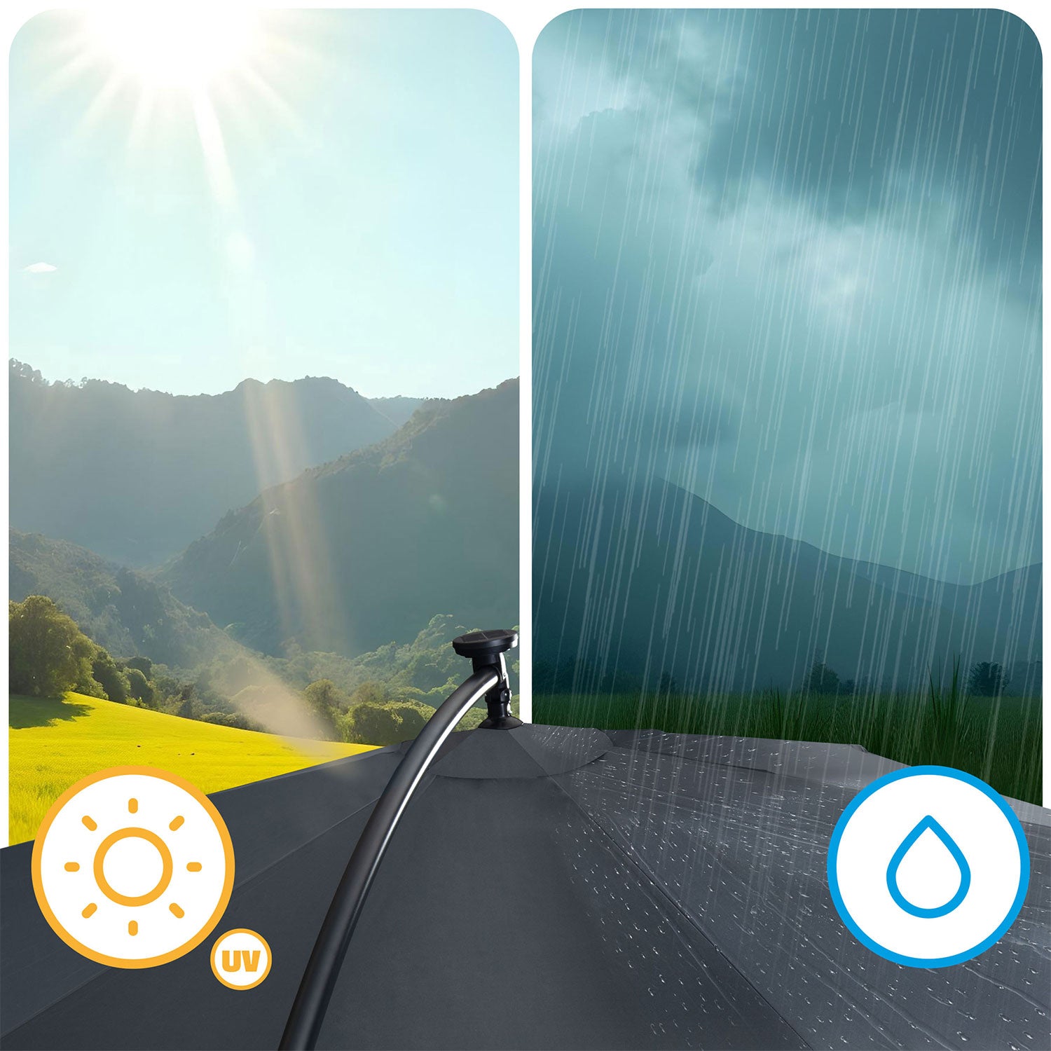 6 segmentų 350 cm apvalkalas su uždanga ir lempuose