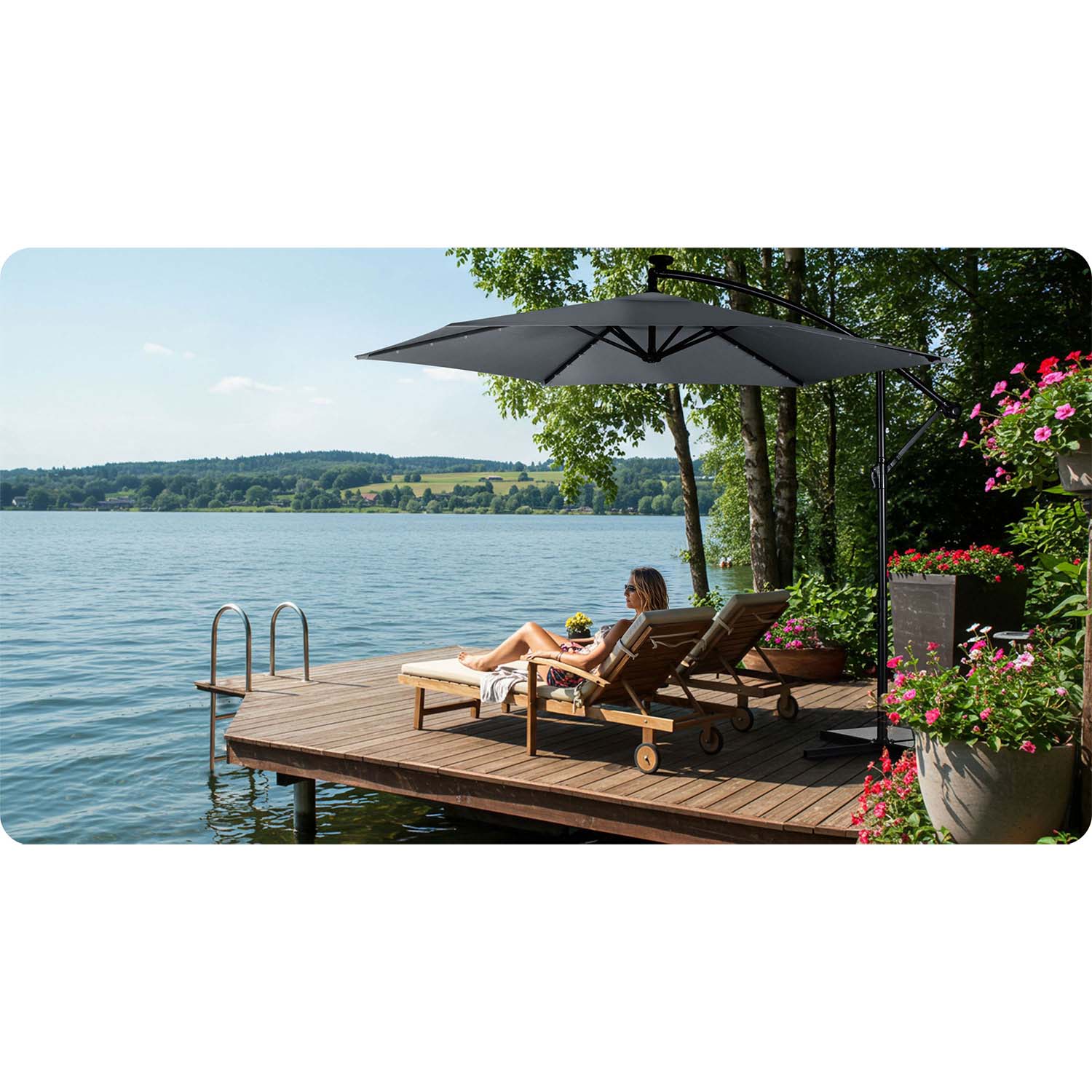 6 segmentų 350 cm apvalkalas su uždanga ir lempuose