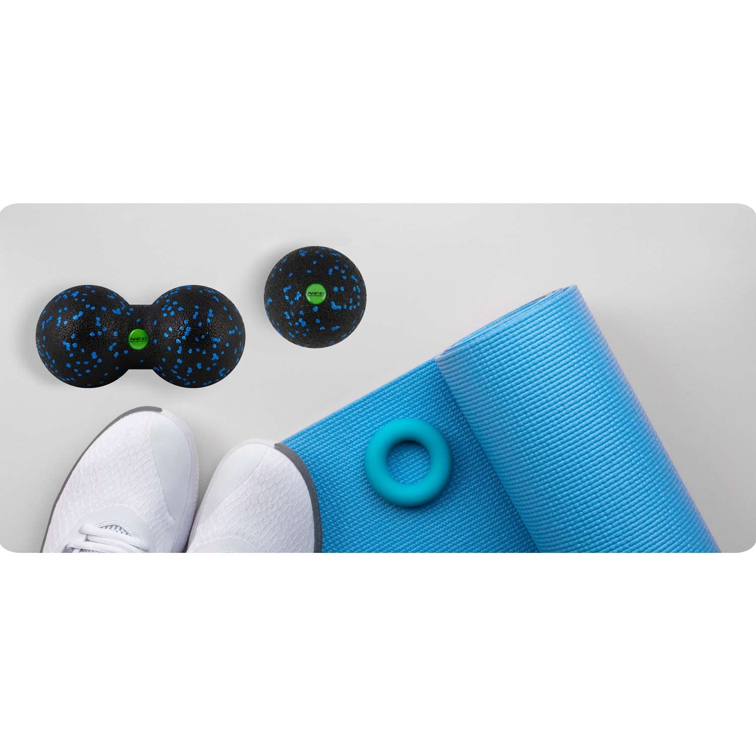 Žaidimo kamuolys + dvi masažo kamuolys - rinkinys - NS-997 juoda ir mėlyna