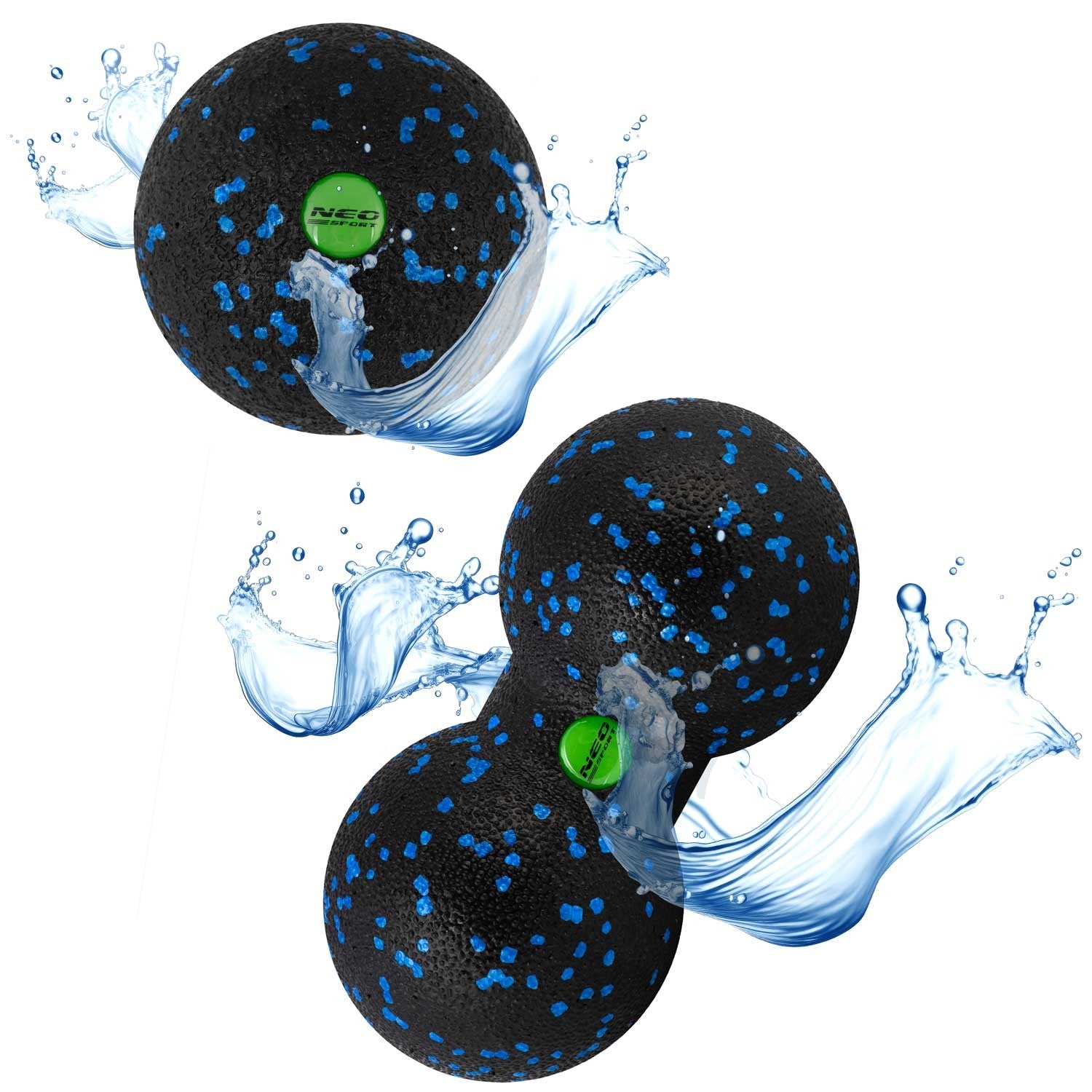 Žaidimo kamuolys + dvi masažo kamuolys - rinkinys - NS-997 juoda ir mėlyna