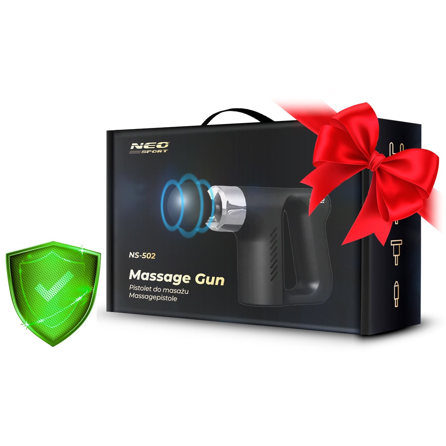 Masažo pistoletas 5 apvalkalai NS-502 Neo-sport juoda