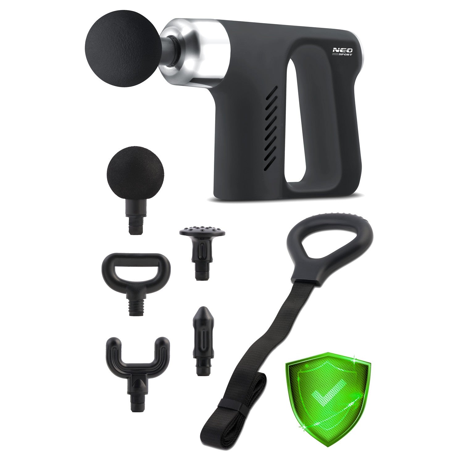 Masažo pistoletas 5 apvalkalai NS-502 Neo-sport juoda