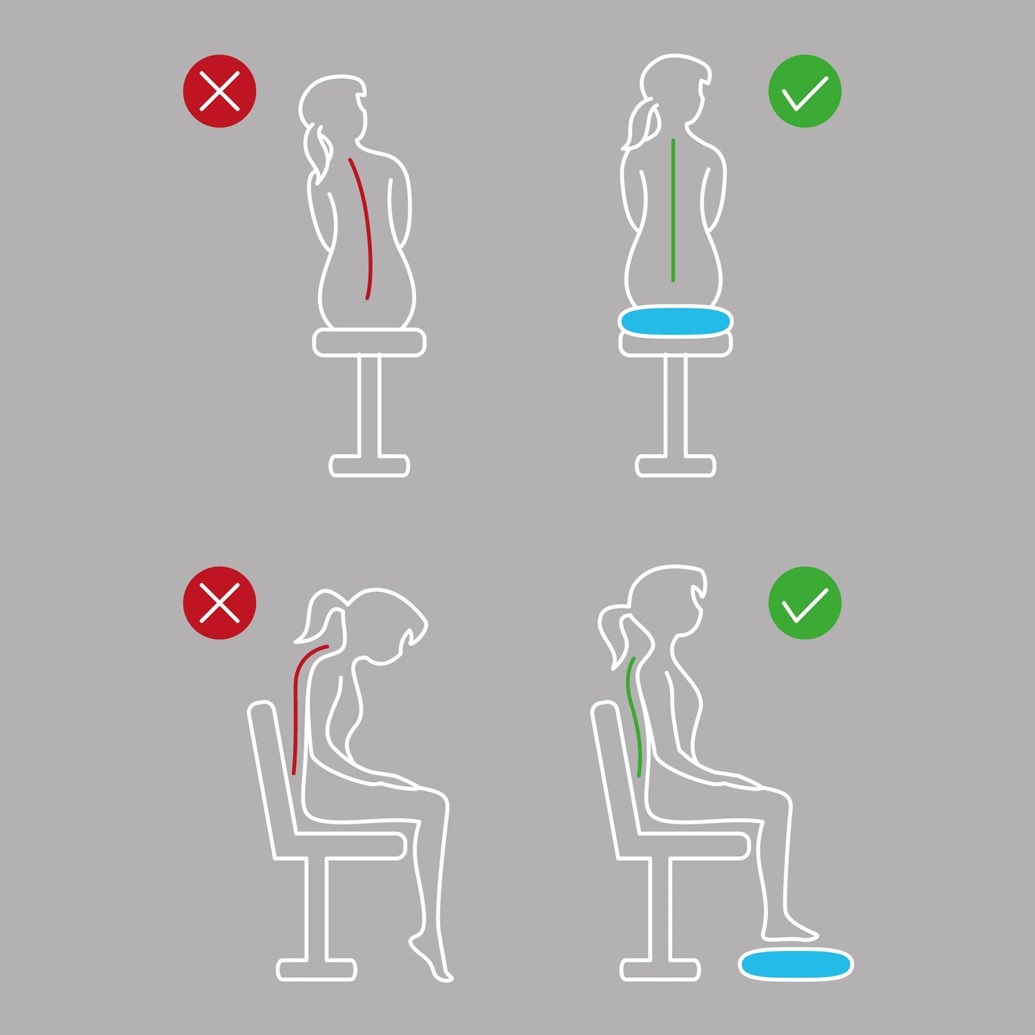 33 cm NS-958 mėlynos spalvos sensorinė pratimų pagalvė