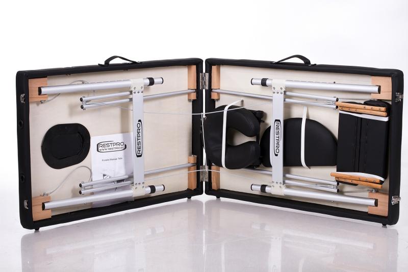 RESTPRO® ALU 2 (M) juodas nešiojamas masažo stalas