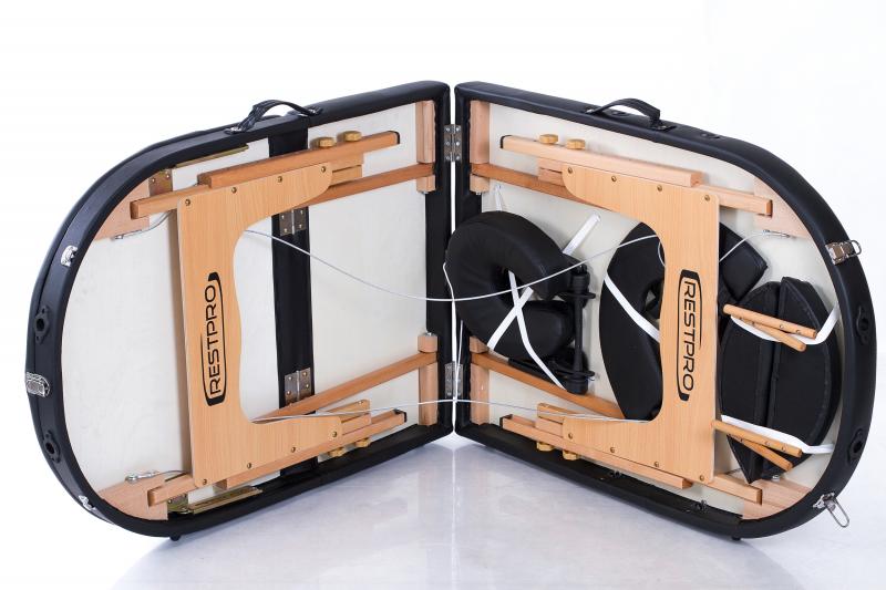 RESTPRO® Classic Oval 3 Black nešiojamas masažo stalas