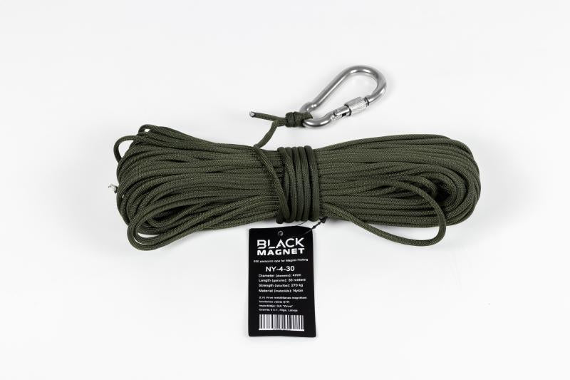 4 mm paracord virva paieškos magnetui juodai magnetui