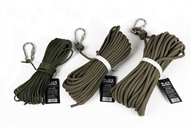 4 mm paracord virva paieškos magnetui juodai magnetui