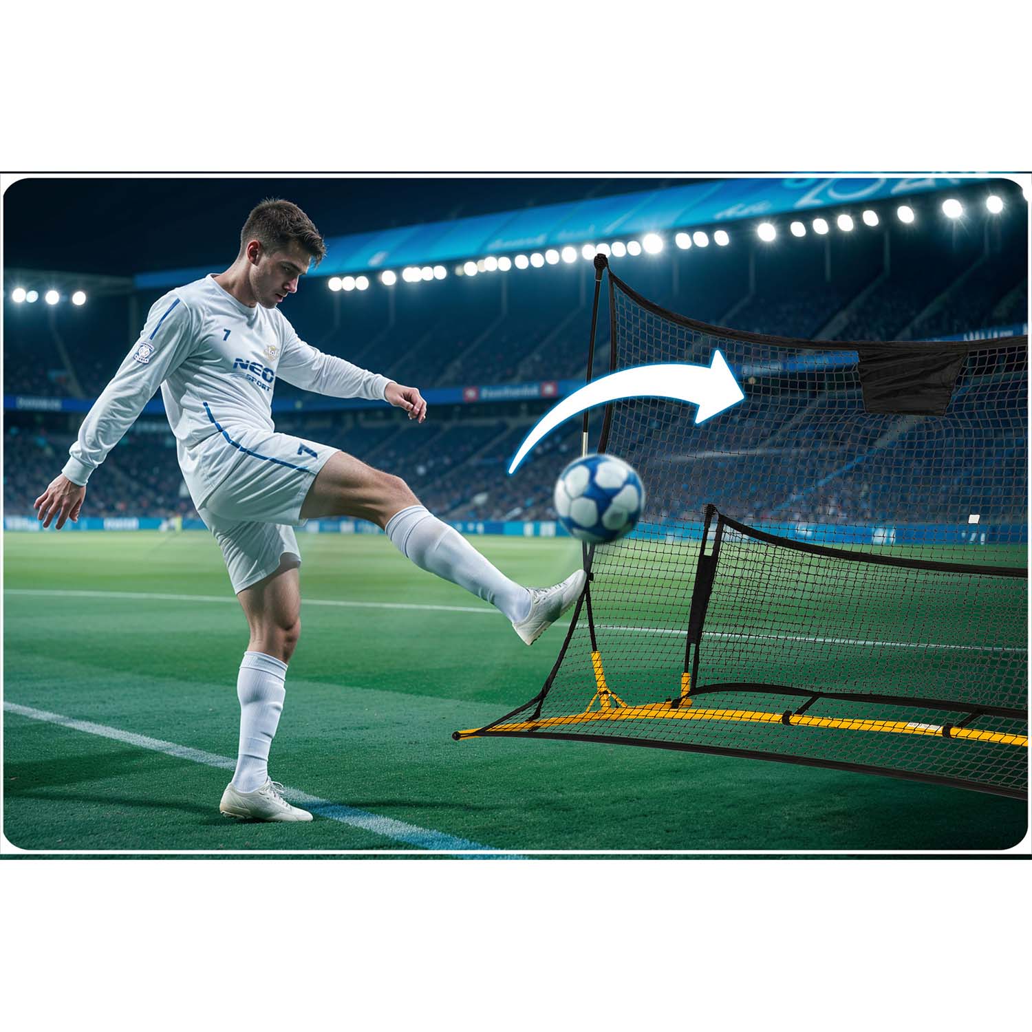 Neo-Sport rebounder treniruoklinis tinklas 210 x 120 x 35 cm