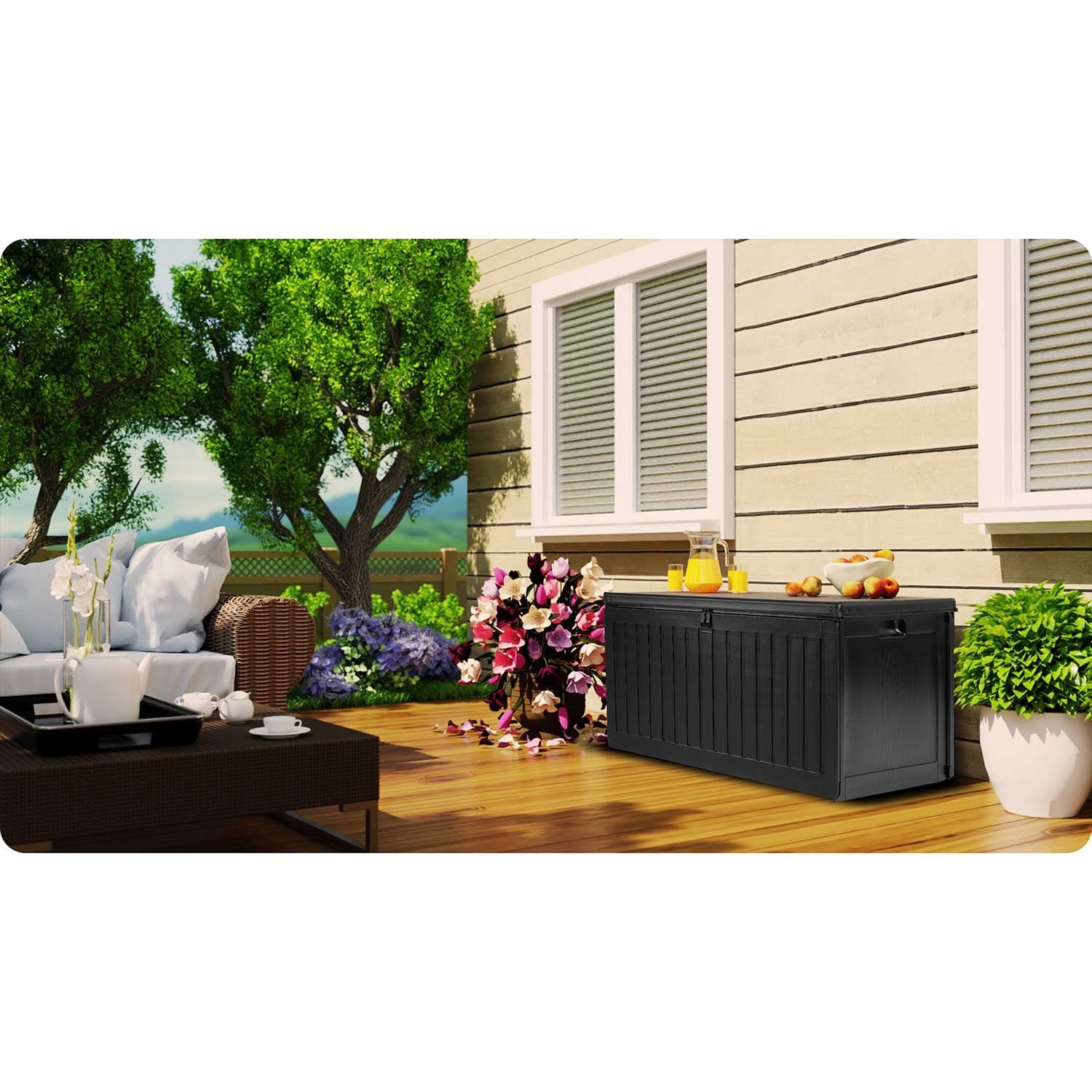 Sodo dėžutė 109 x 51 x 55 cm 270 litrų juoda