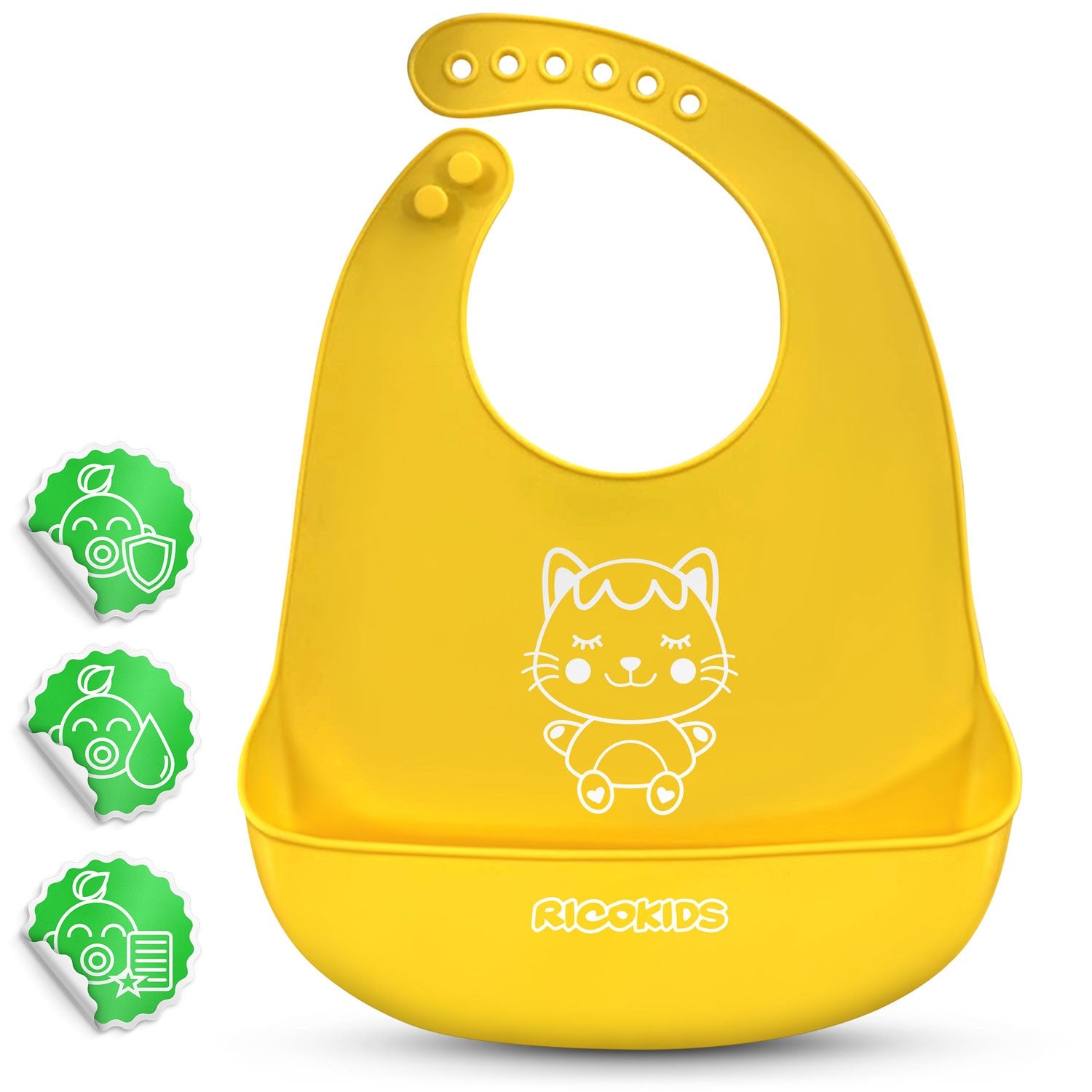 Ricokids geltonojo silikono kūdikio šėrimo kriauklė