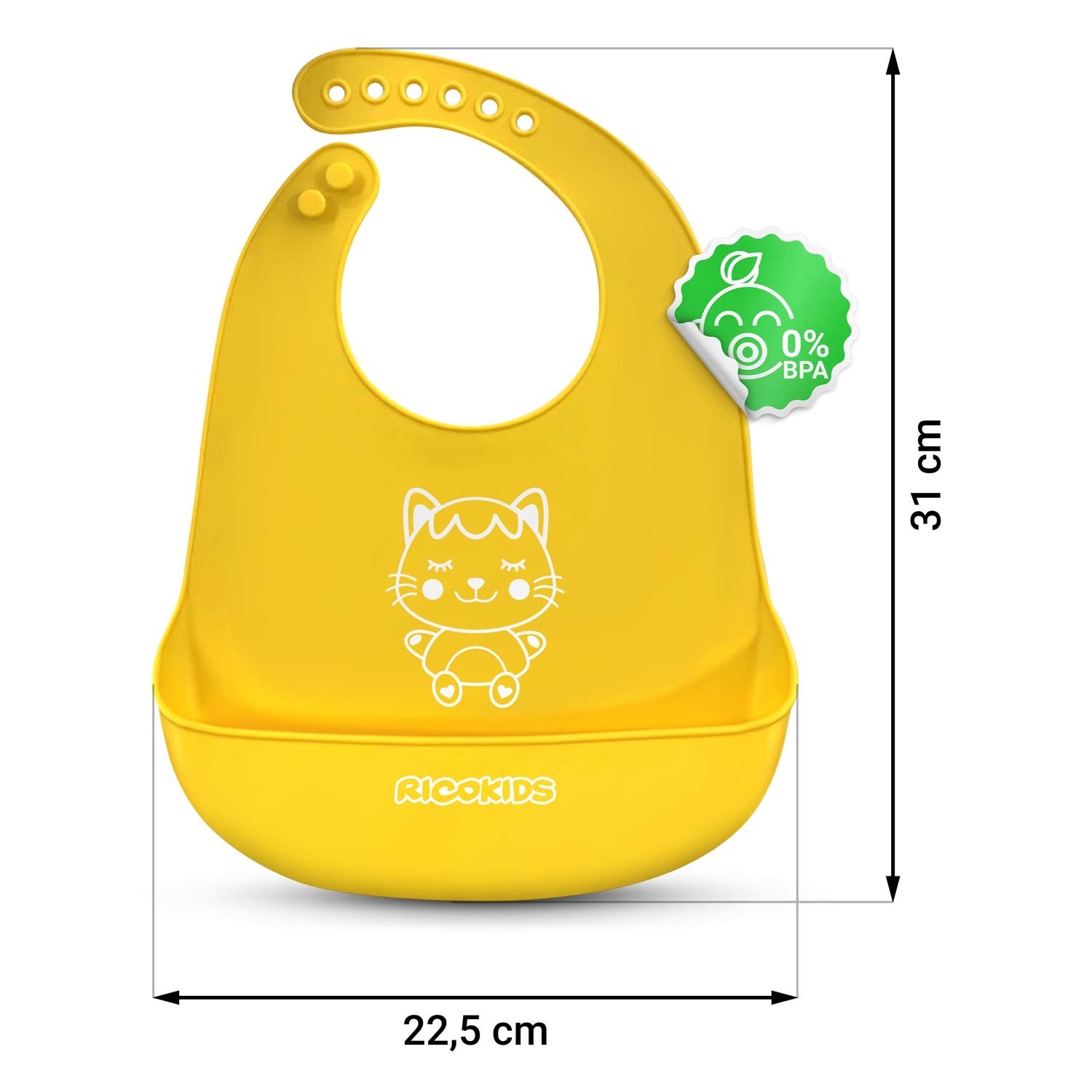 Ricokids geltonojo silikono kūdikio šėrimo kriauklė