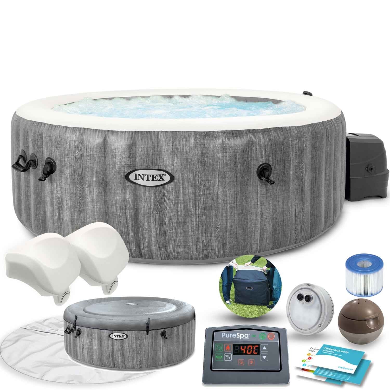 4 asmenų INTEX 28440 džiovinamieji hidromasažo SPA