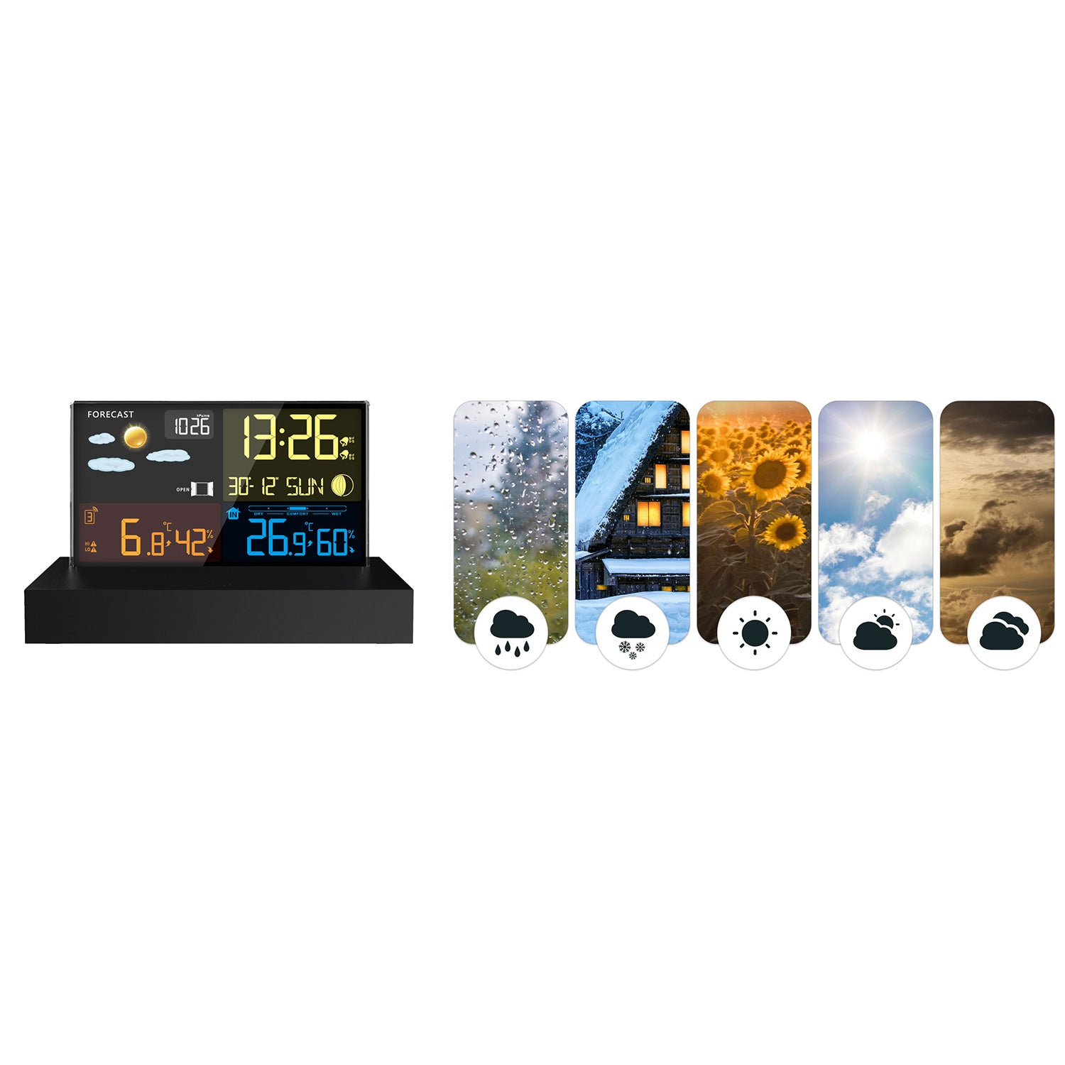 Ženklinė meteorologijos stotis su juodu BD-912 ekranu