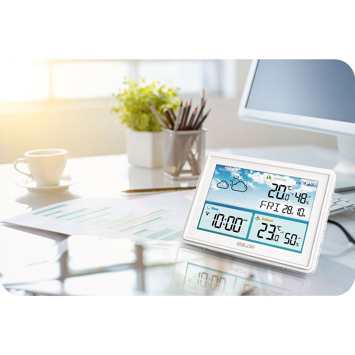 Meteorologinė stotis su balta BD-909 ekrana