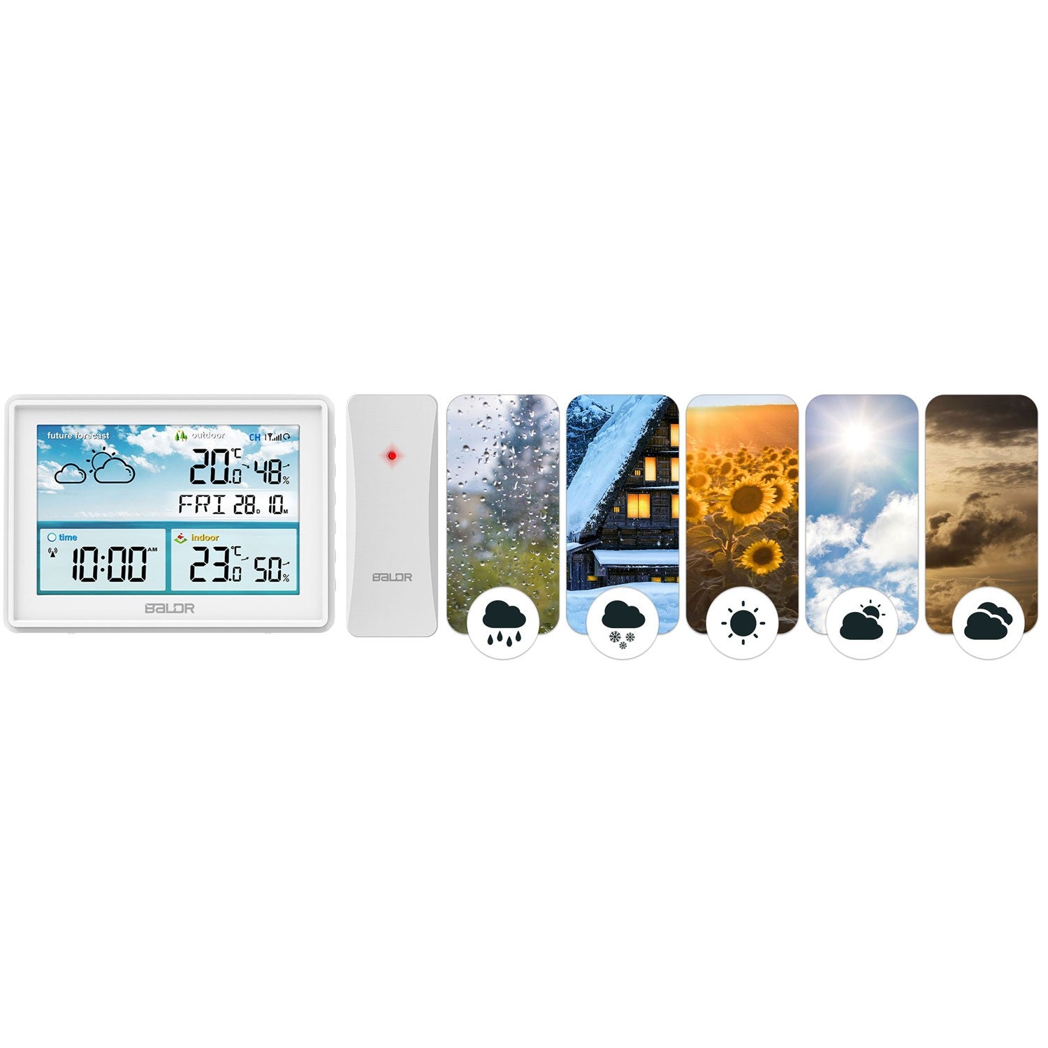 Meteorologinė stotis su balta BD-909 ekrana