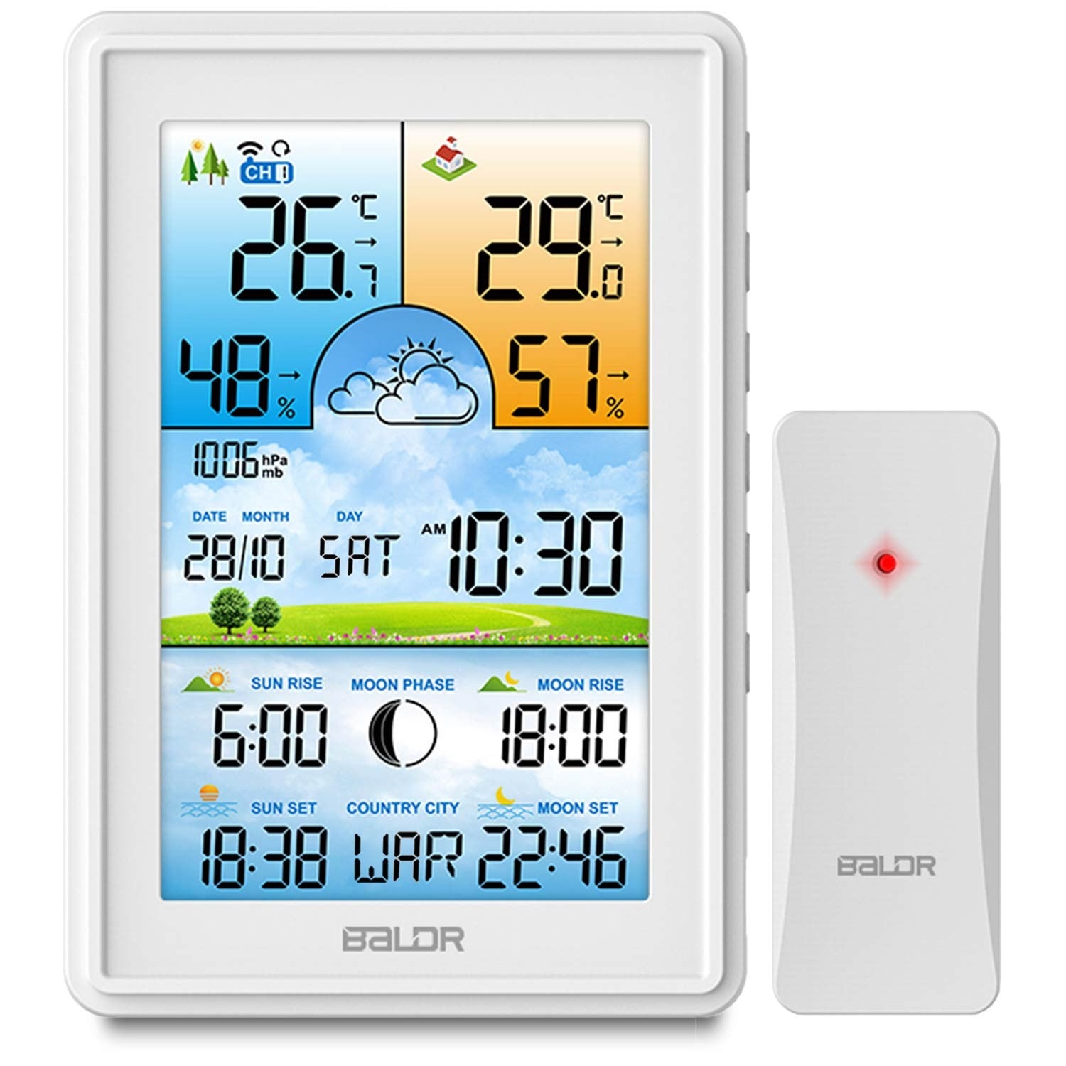 Meteorologinė stotis Berdsen BD-906 su balta ekrano versija
