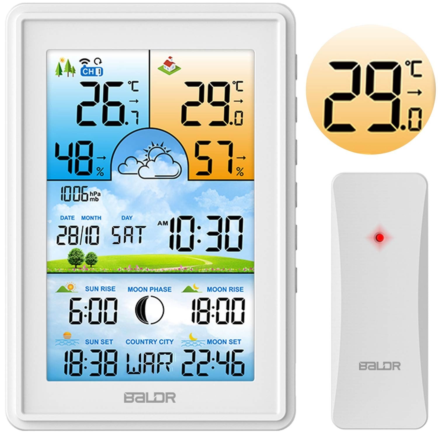Meteorologinė stotis Berdsen BD-906 su balta ekrano versija
