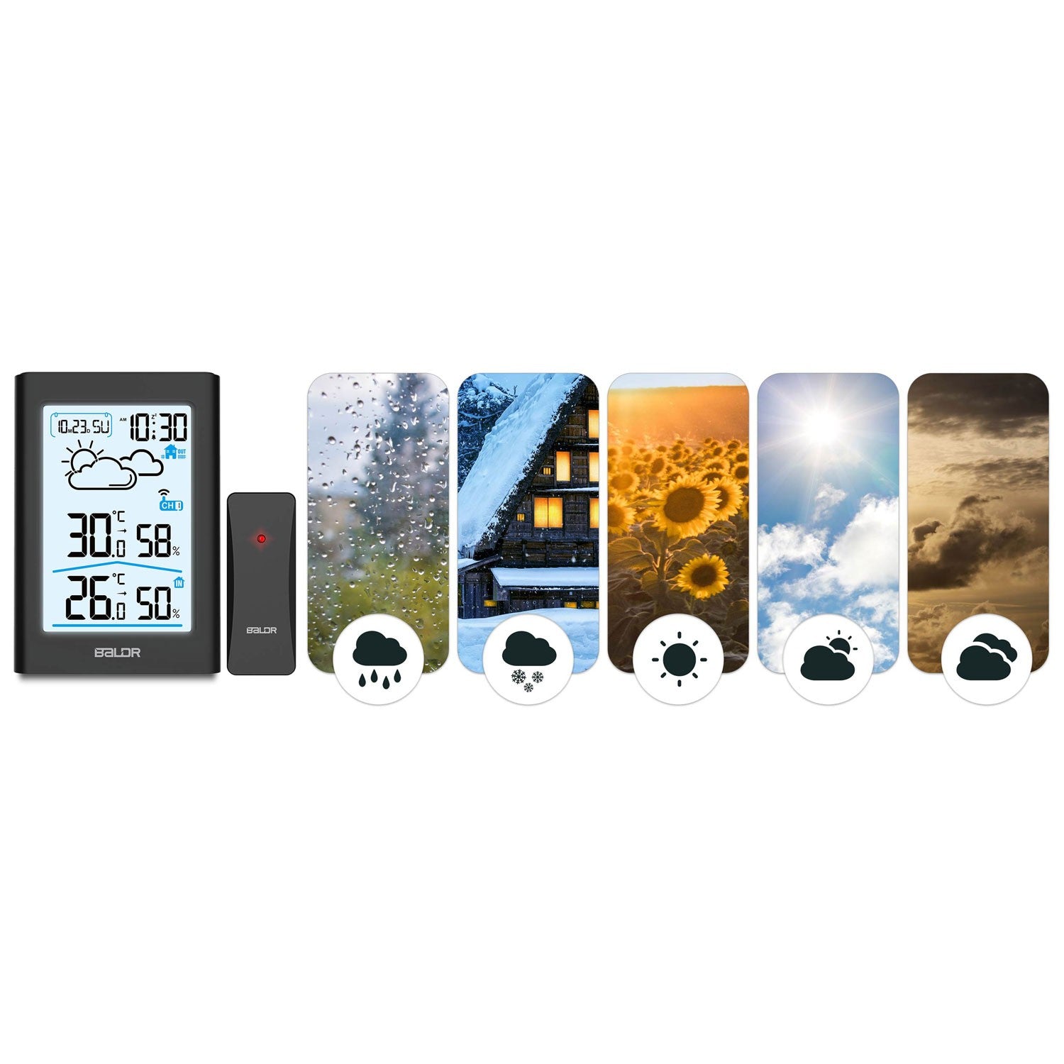 Ženklinė meteorologijos stotis su juodu BD-911 ekranu