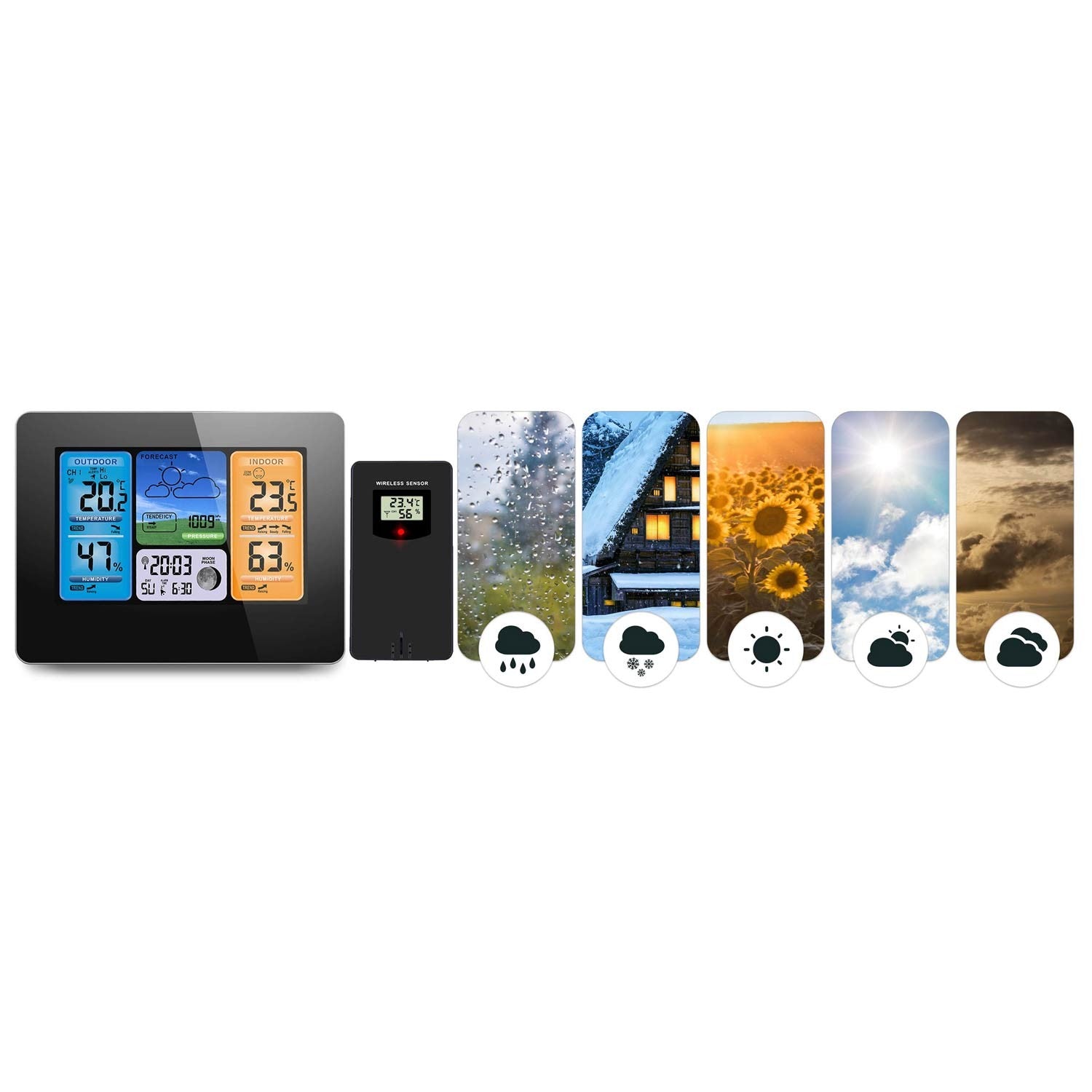 Meteorologinė stotis su juodais BD-902 ekranais