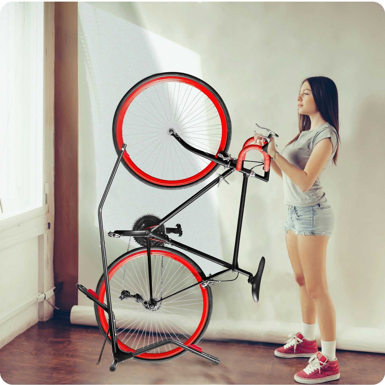 Dviračių stovas MB1 juodas plienas