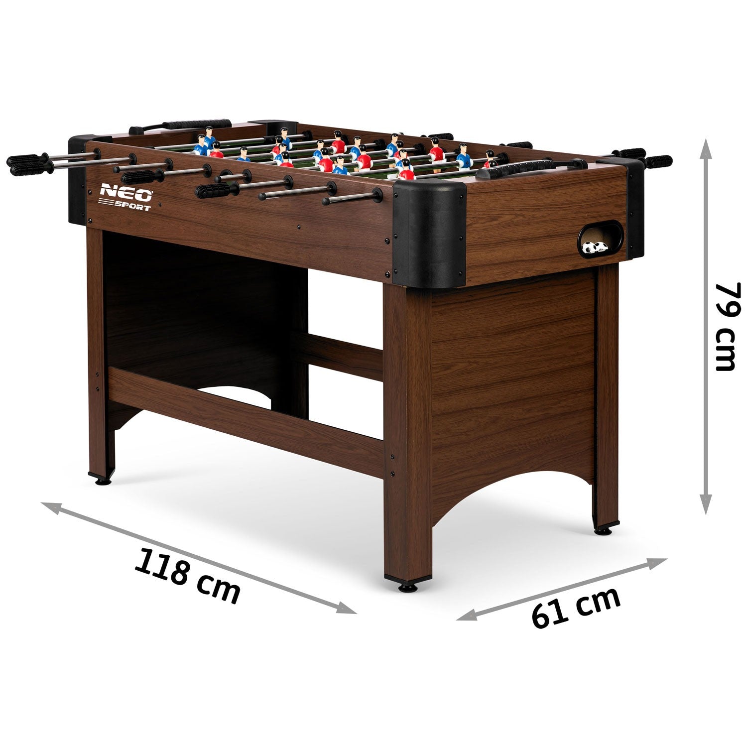 Neosport futbolo stalo 118x61x79 cm NS-804 tamsiai ruda