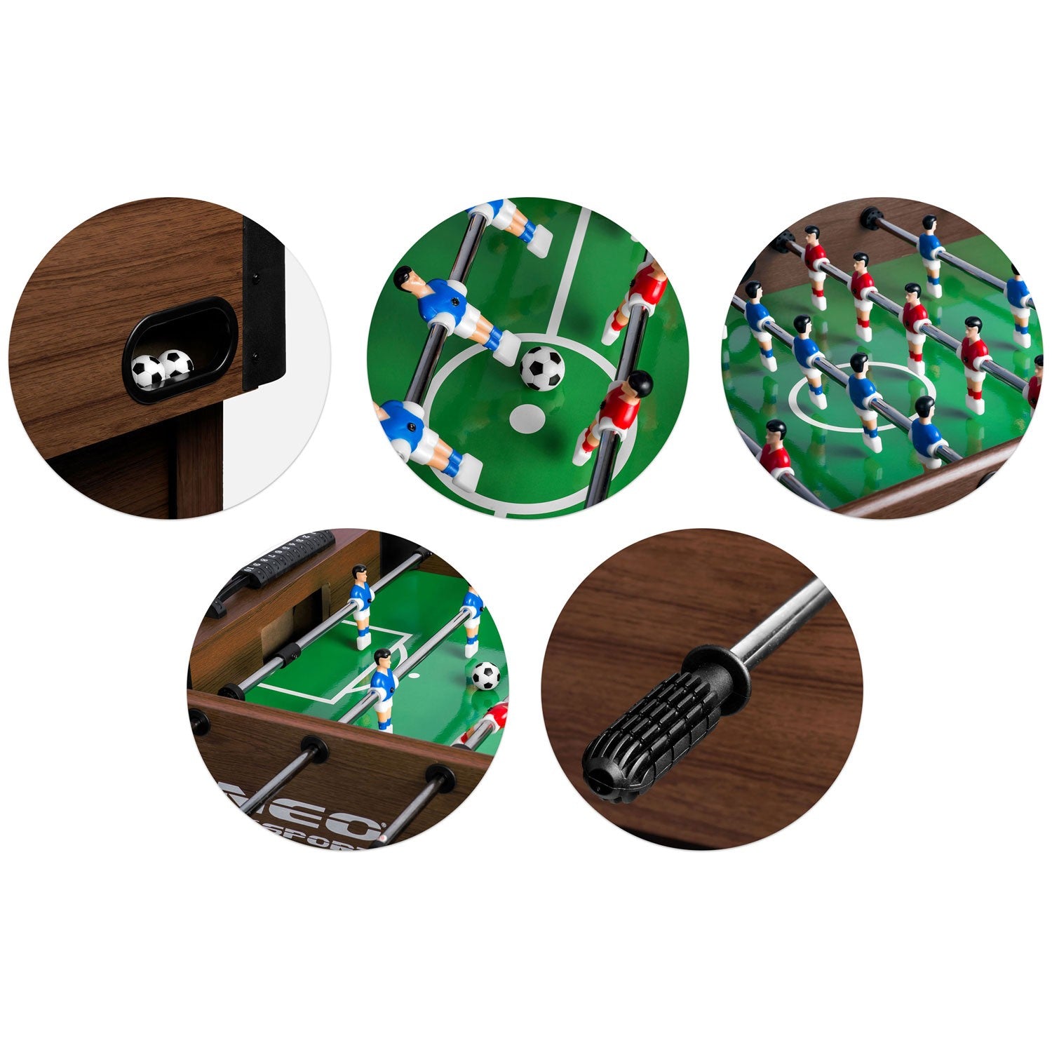 Neosport futbolo stalo 118x61x79 cm NS-804 tamsiai ruda