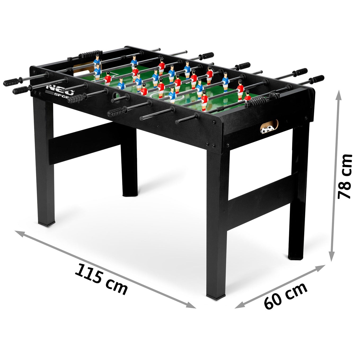 Neosport futbolo stalo 118x61x79 cm NS-805 juodas