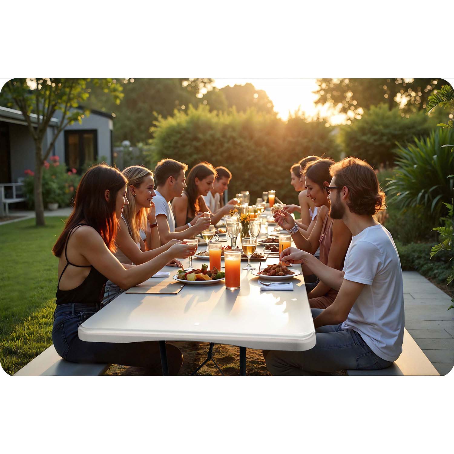 244 cm apvalomas sodinis stalas