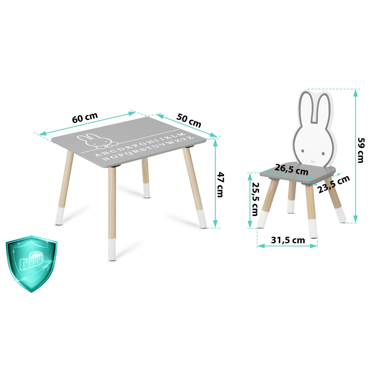 Vaikų stalo su dviem kėdėmis Ricokids RC-847 Rabbit