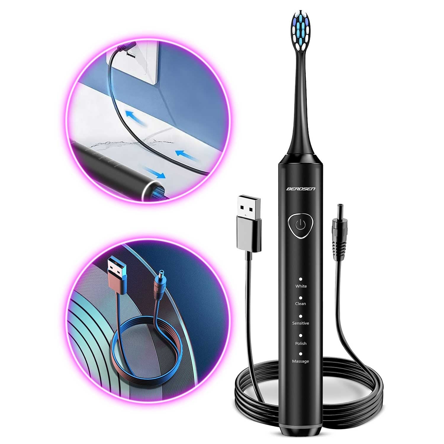 Sonica B5 juodoji soninė dantų šepetė