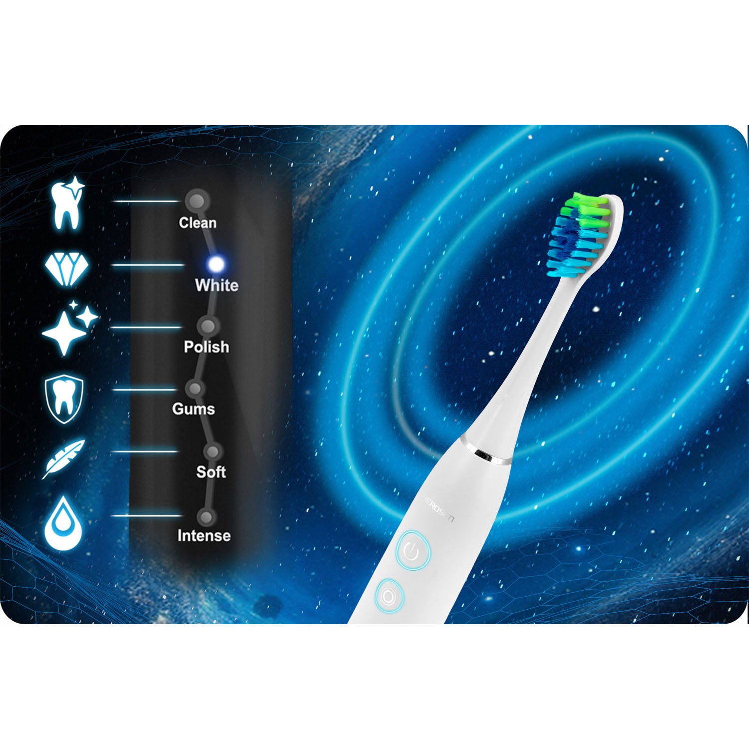 Soninis dantų šepetėlis, komplektas, 2 vienetai Berdsen Galaxy Duo