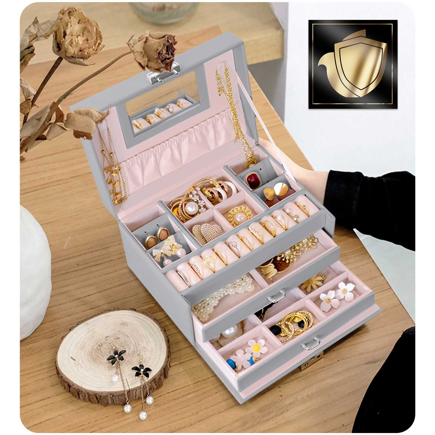 Juvelyrinė dėžutė MS-700 Massido - pilka