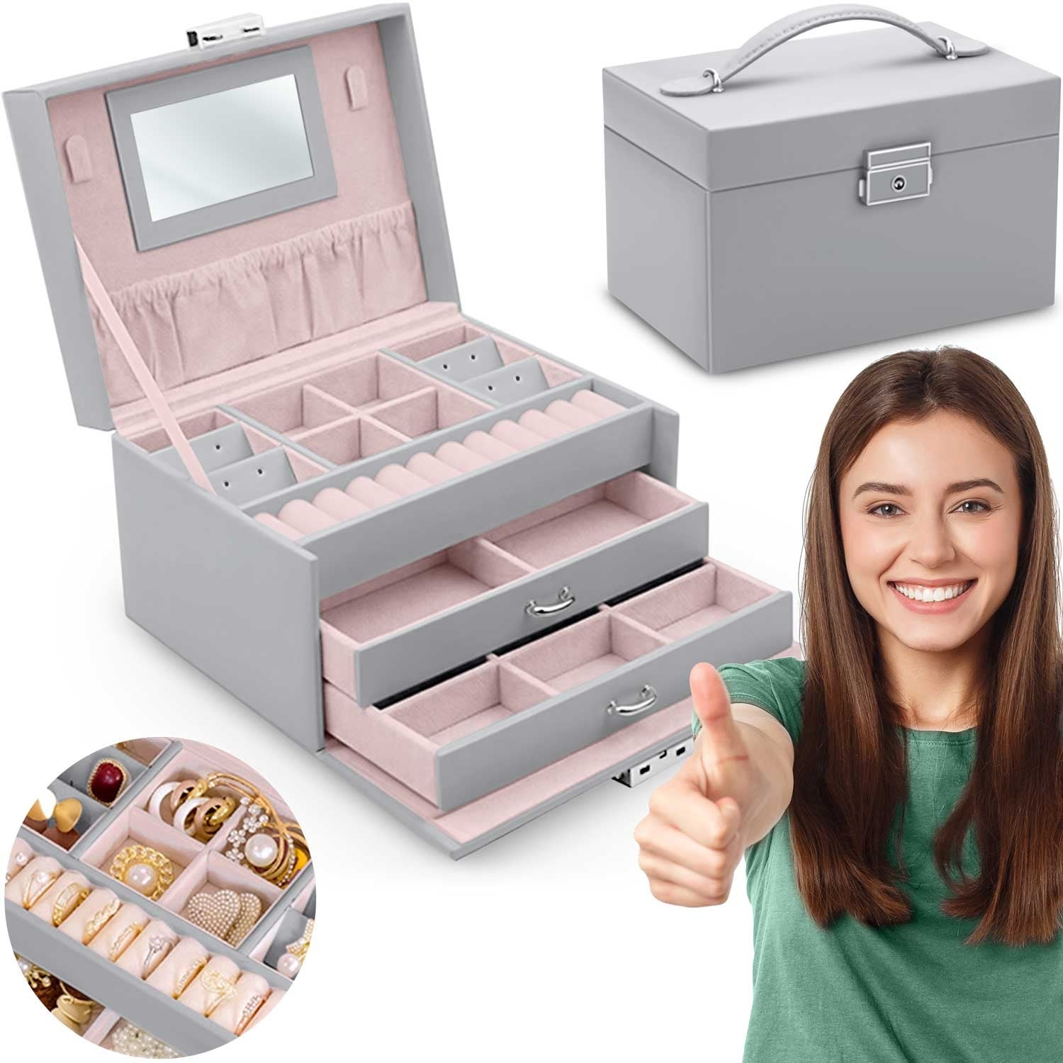 Juvelyrinė dėžutė MS-700 Massido - pilka