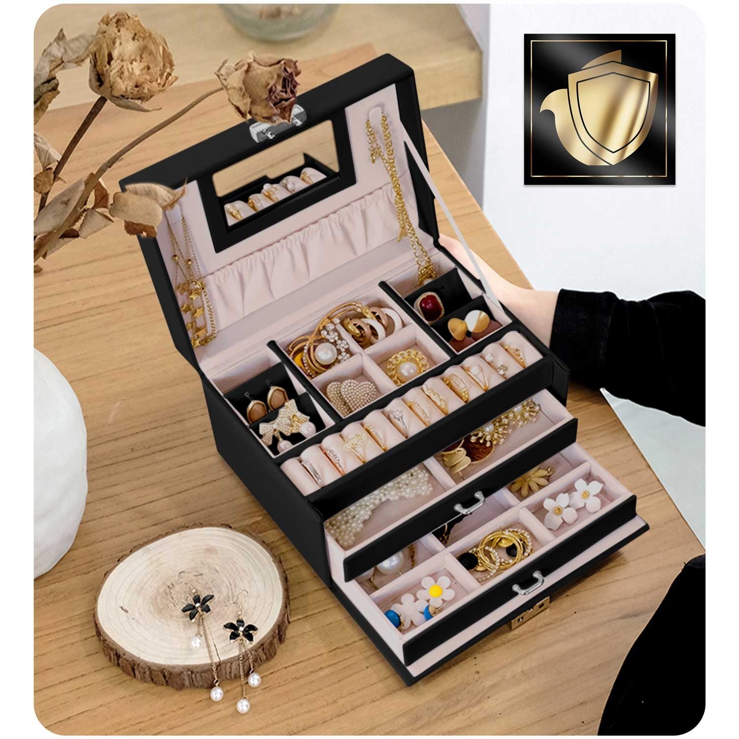 Juvelyrinė dėžutė MS-700 Massido - juoda