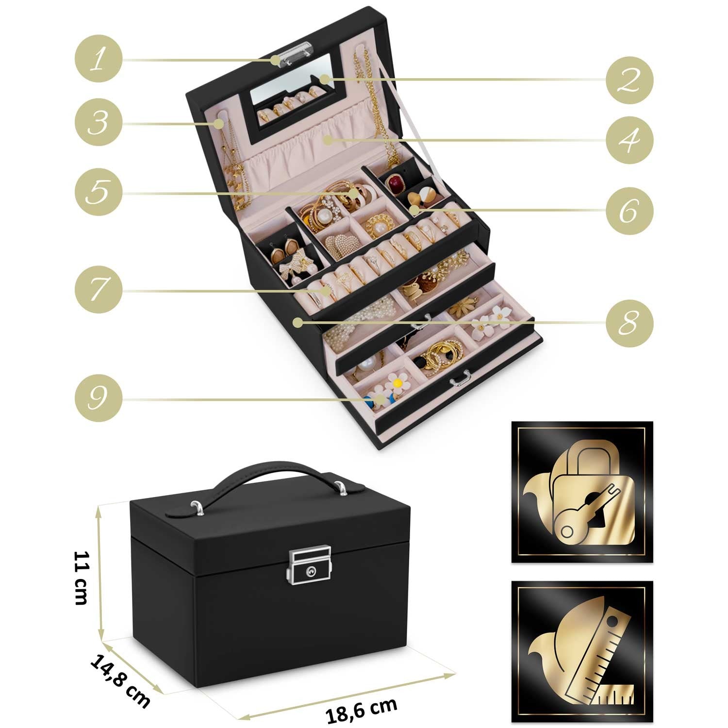 Juvelyrinė dėžutė MS-700 Massido - juoda