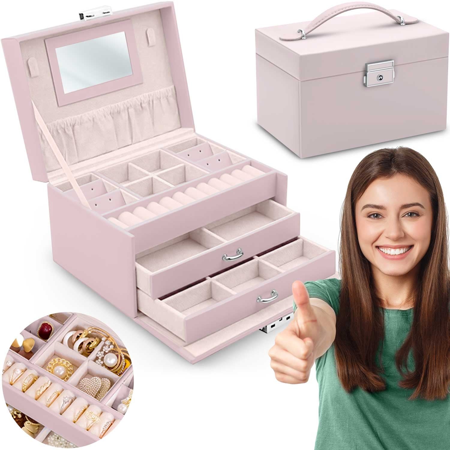 Juvelyrinė dėžutė MS-700 Massido - rožinė