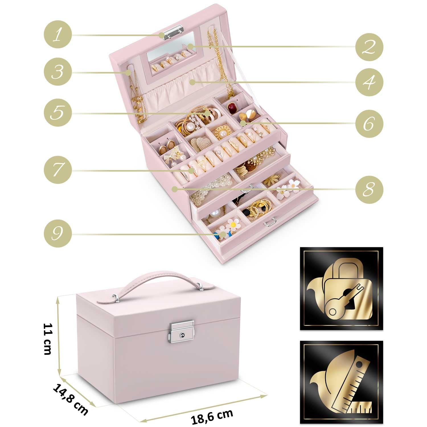 Juvelyrinė dėžutė MS-700 Massido - rožinė