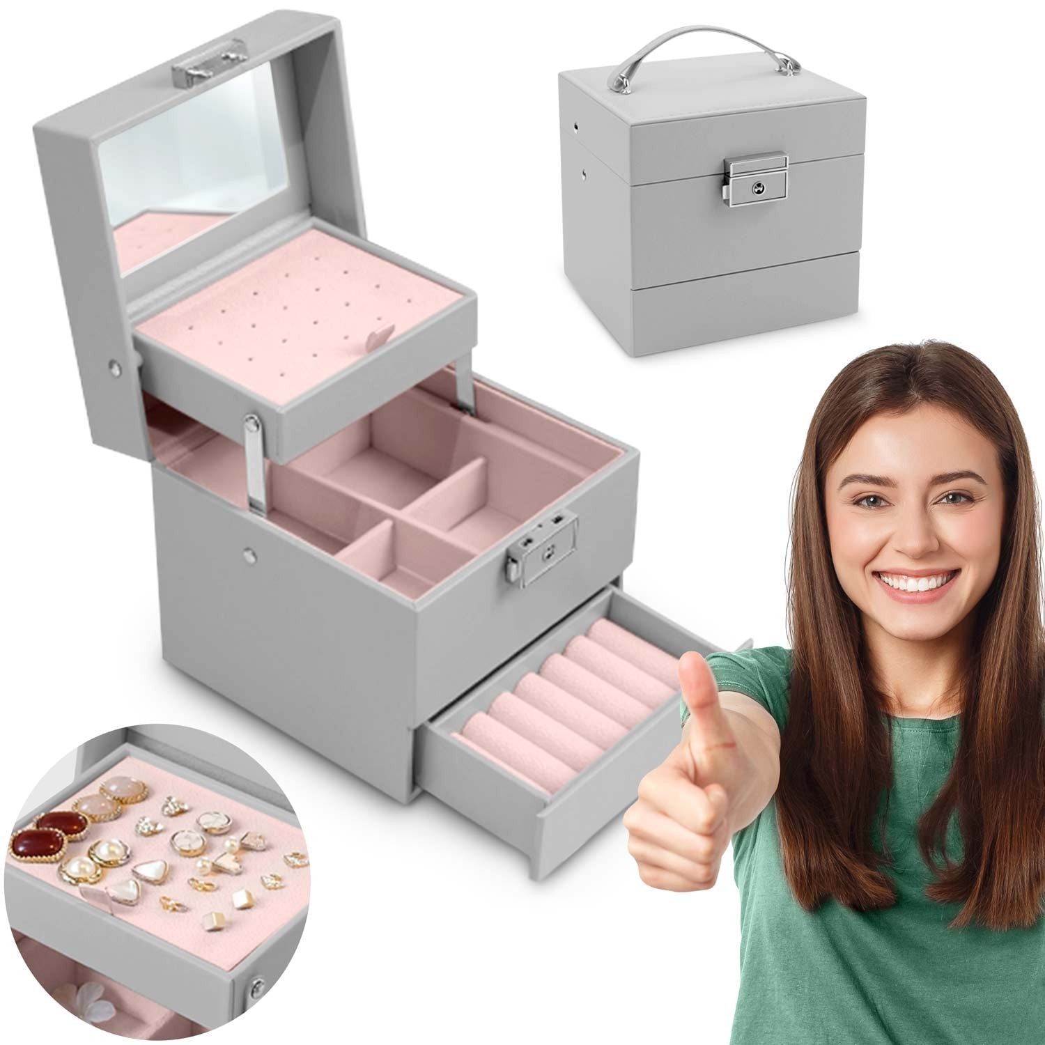 Juvelyrinė dėžutė MS-703 Massido - pilka