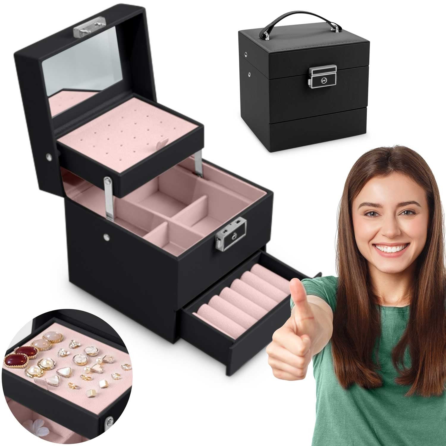 Juvelyrinė dėžutė MS-703 Massido - juoda