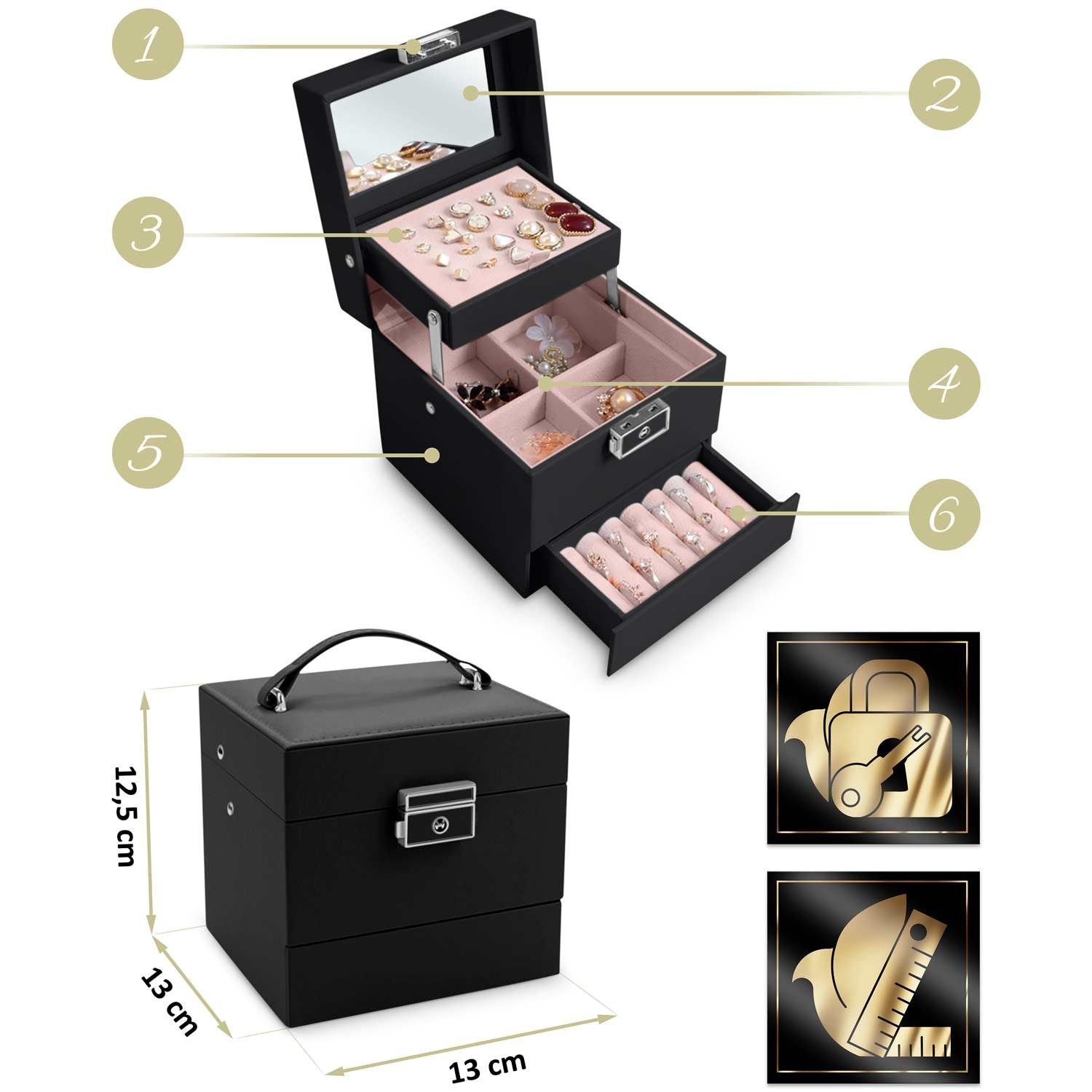 Juvelyrinė dėžutė MS-703 Massido - juoda