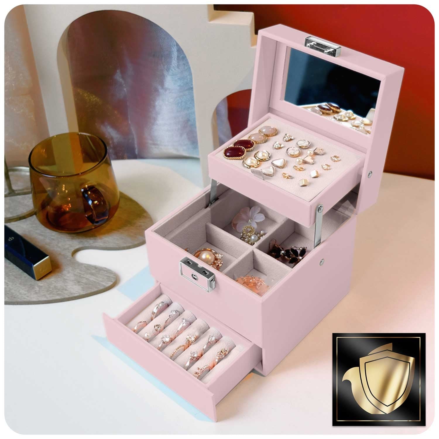 Juvelyrinė dėžutė MS-703 Massido - rožinė