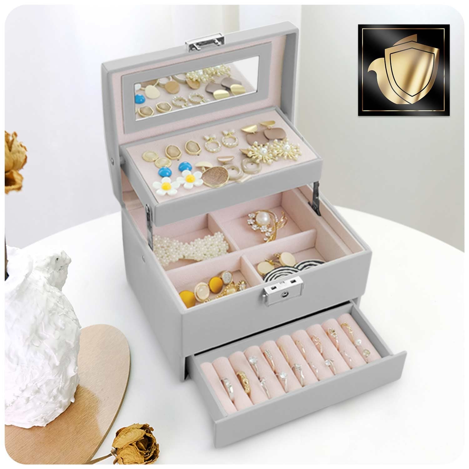 Juvelyrinė dėžutė MS-704 Massido - pilka