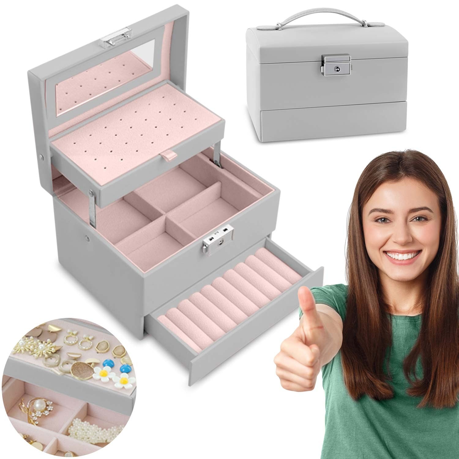 Juvelyrinė dėžutė MS-704 Massido - pilka