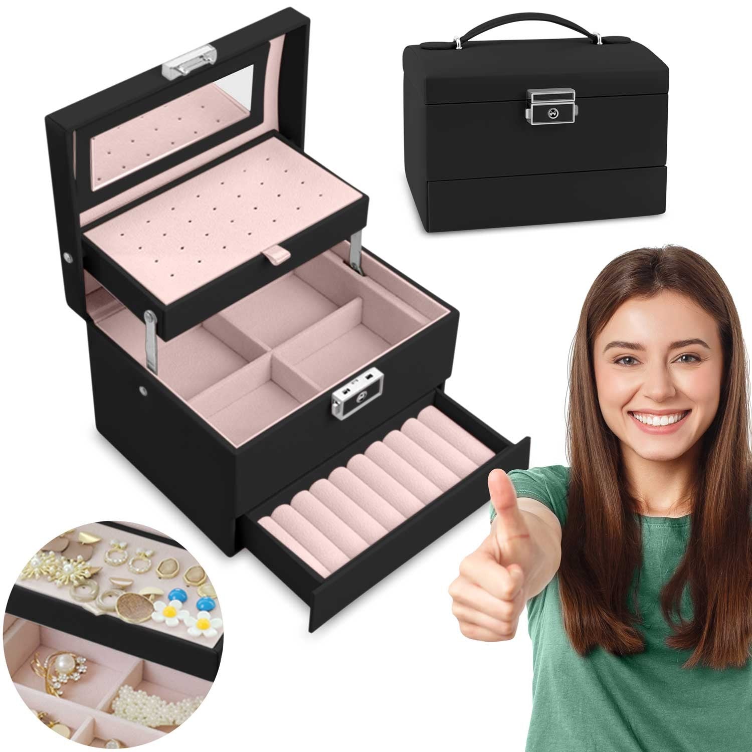 Juvelyrinė dėžutė MS-704 Massido - juoda