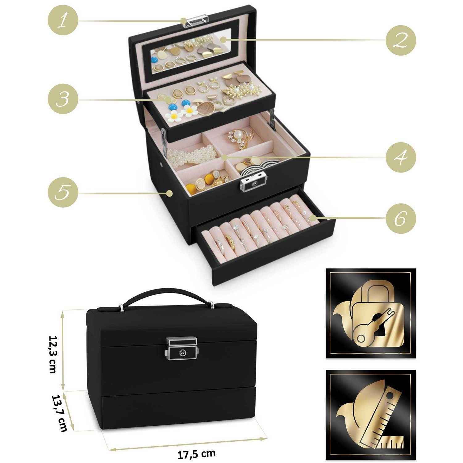 Juvelyrinė dėžutė MS-704 Massido - juoda