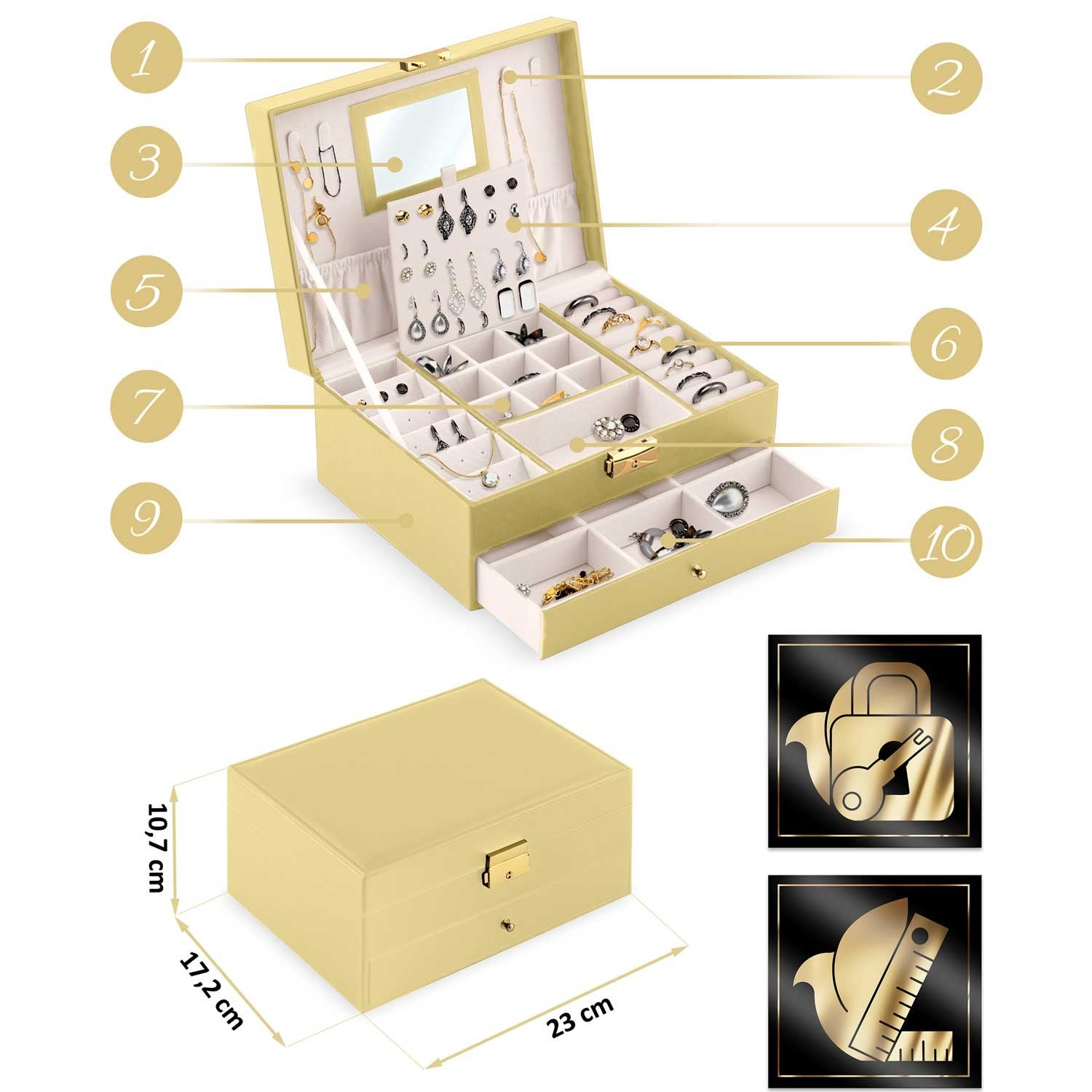 Juvelyrinė dėžutė MS-709 Massido - aukso